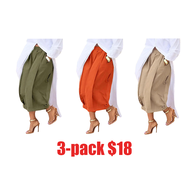 Women's Loose Cotton Lantern Pants – Soft Breathable Elastic Waist Casual Summer Pants with Pockets
