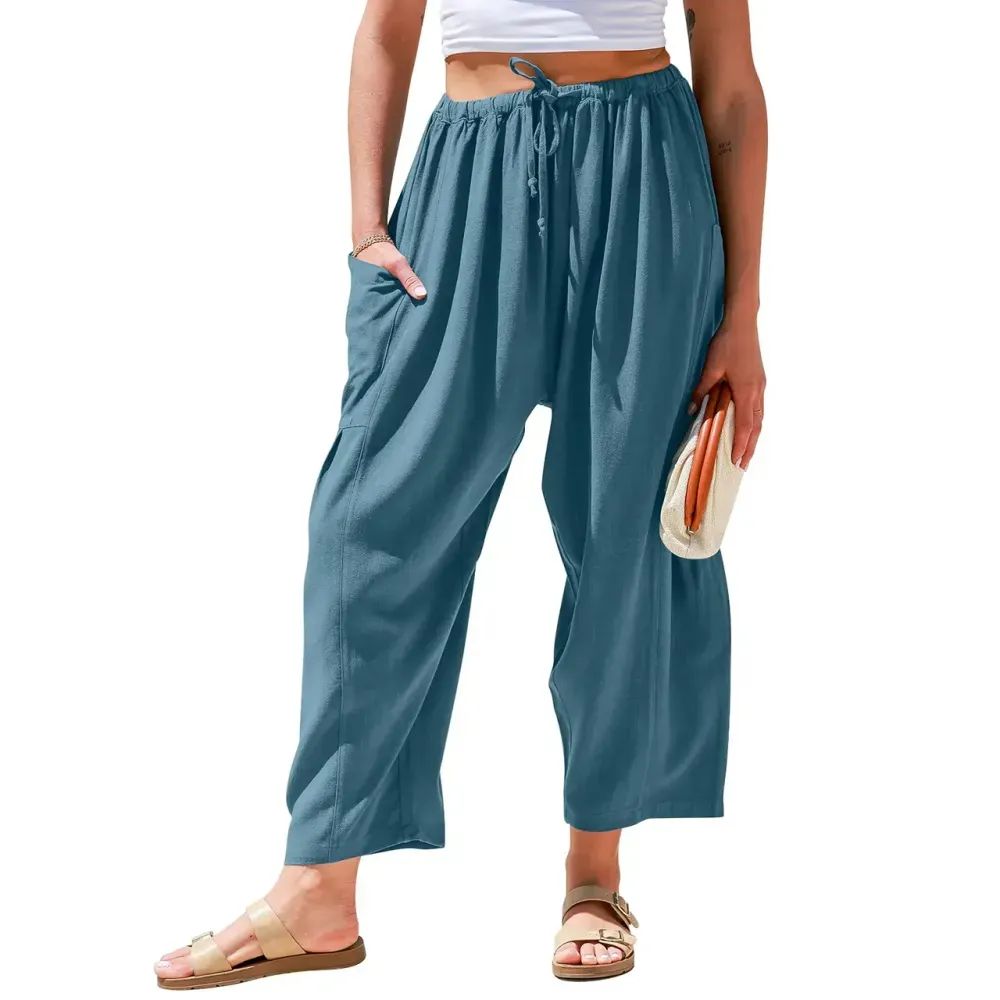 Womens Linen Wide Leg Pants