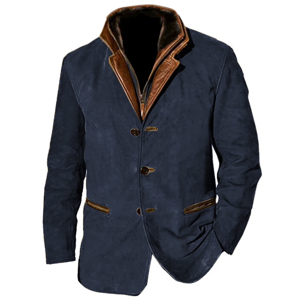 Men's Vintage Carlsbad Calfskin Leather Blazer With Merino Shearling Collar