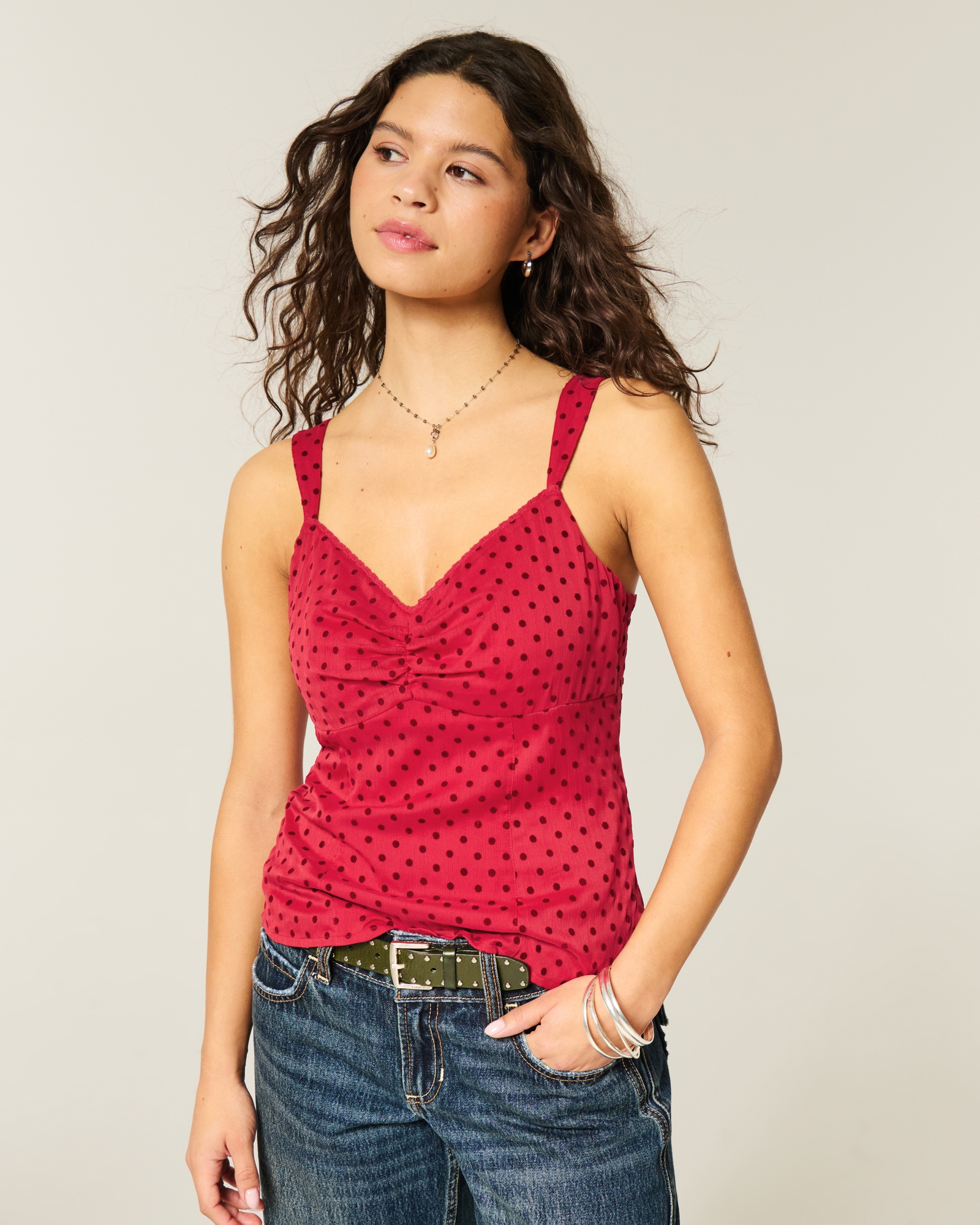 Lace Trim Chiffon Tank