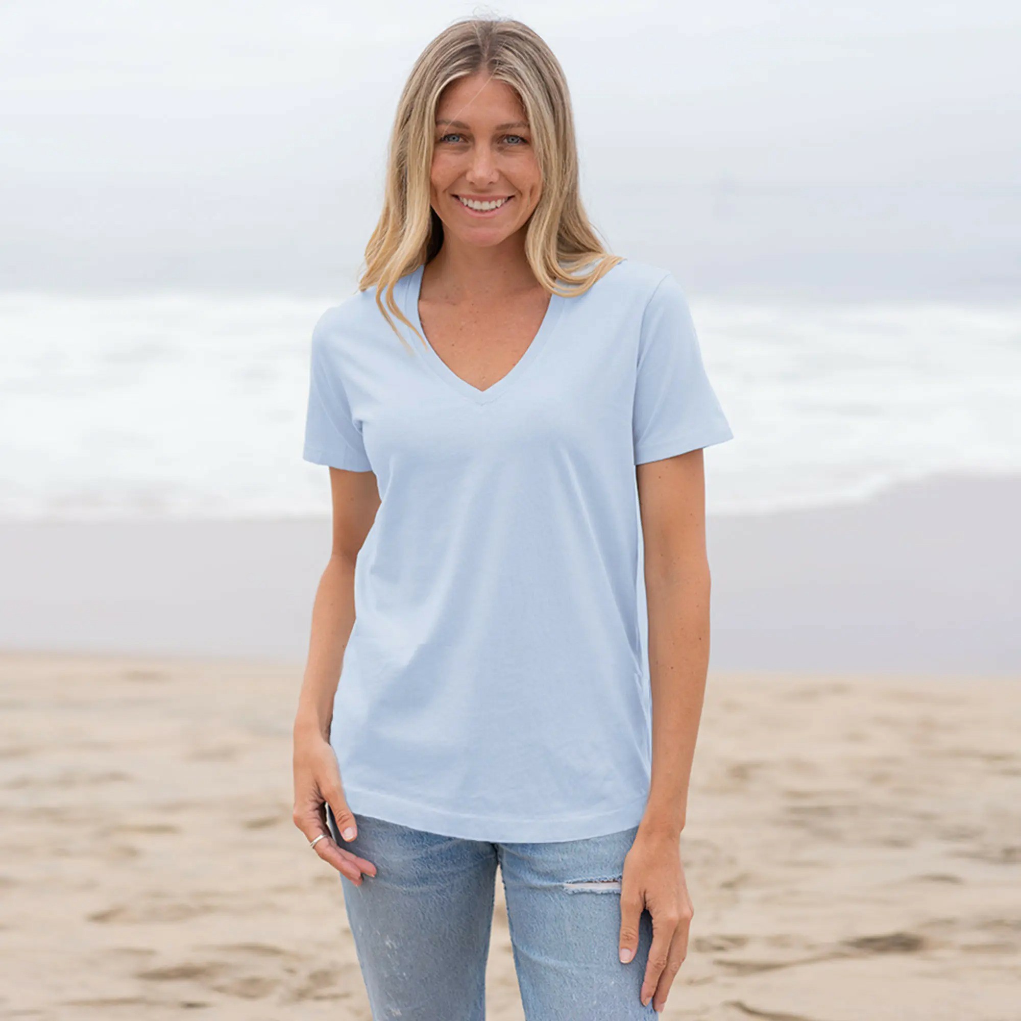 🔥Easter Sale!V-Neck Loose Fit Tee