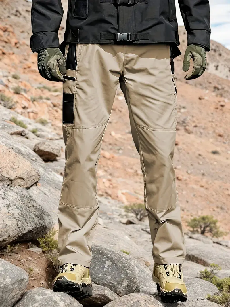Men's Solid Color Tactical Work Pants,230g/m² new fabric，with Multiple Pockets and Zipper Closures