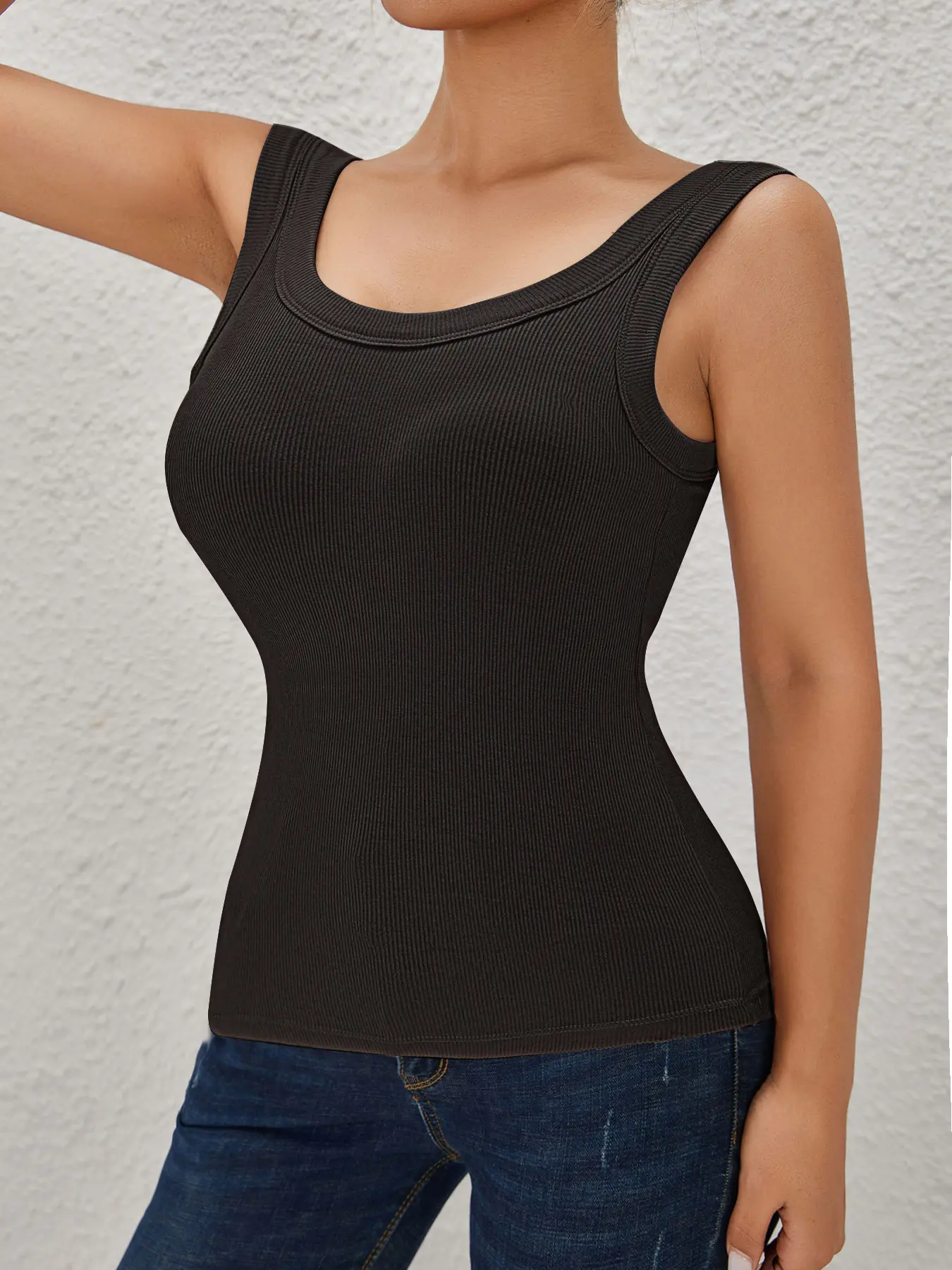 Ribbed Workout Tank Tops for Women with Built in Bra Tight Racerback Scoop Sports Tank Neck Athletic Top for Summer And All Seasons Womenswear Bras