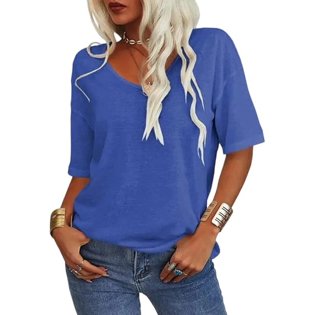 Women’s Soft V-Neck Casual Loose Fit T-Shirt
