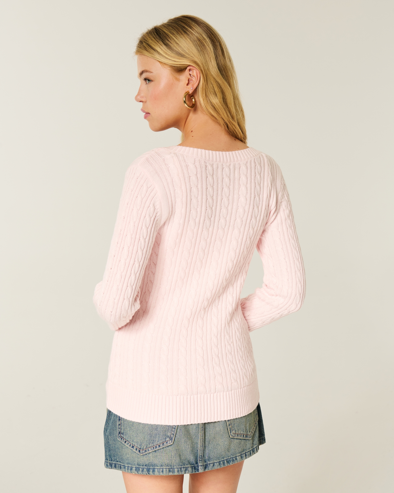 Cable-Knit Icon V-Neck Sweater