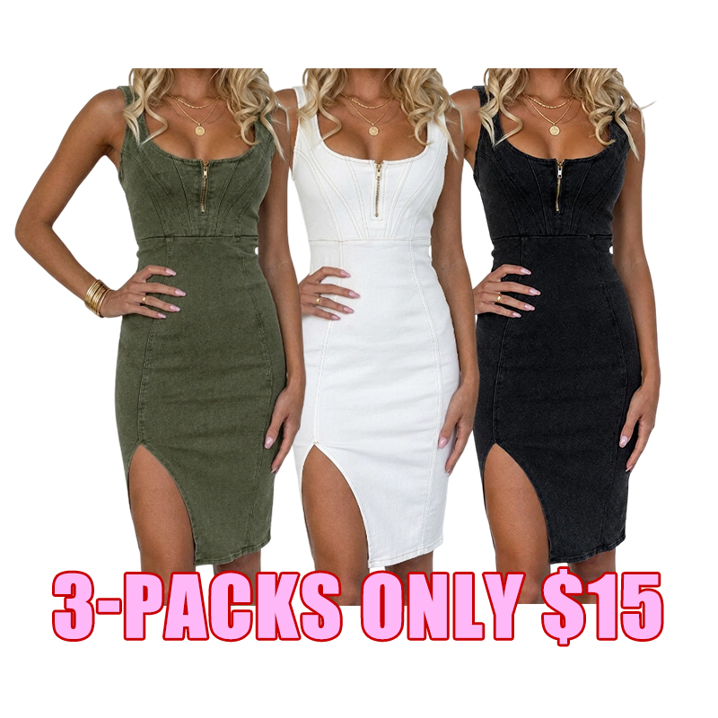 Sleek Sleeveless Denim Bodycon Midi Dress