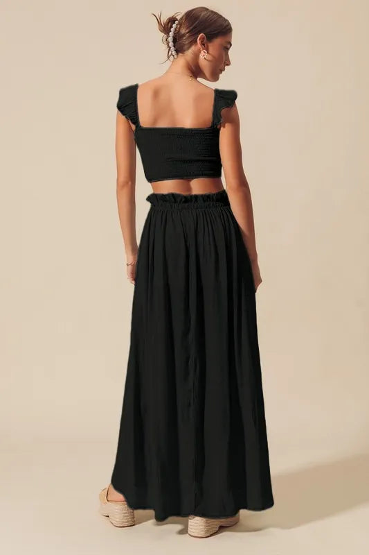 Smocked Top and Flowy Maxi Skirt Set