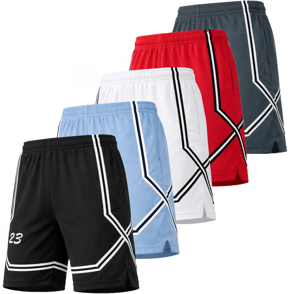 Men's 5-Pack Premium Active Moisture Wicking Workout Mesh Shorts With Trim Summer Outdoor Bottoms