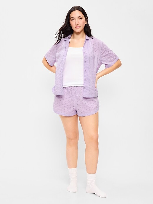 Classic Eyelet Sleep Short Set  Fresh Lilac