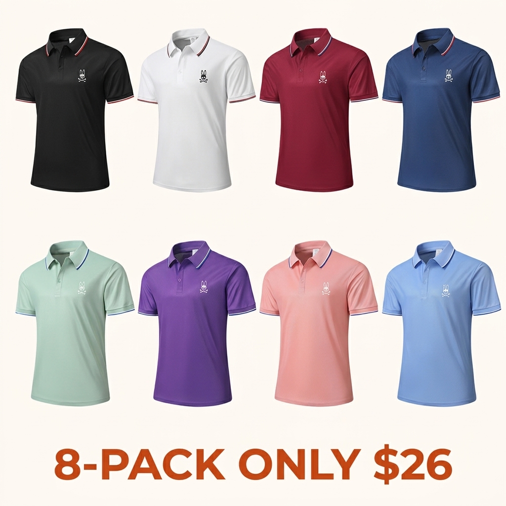 Men's Casual Short-Sleeve Polo Shirt Set