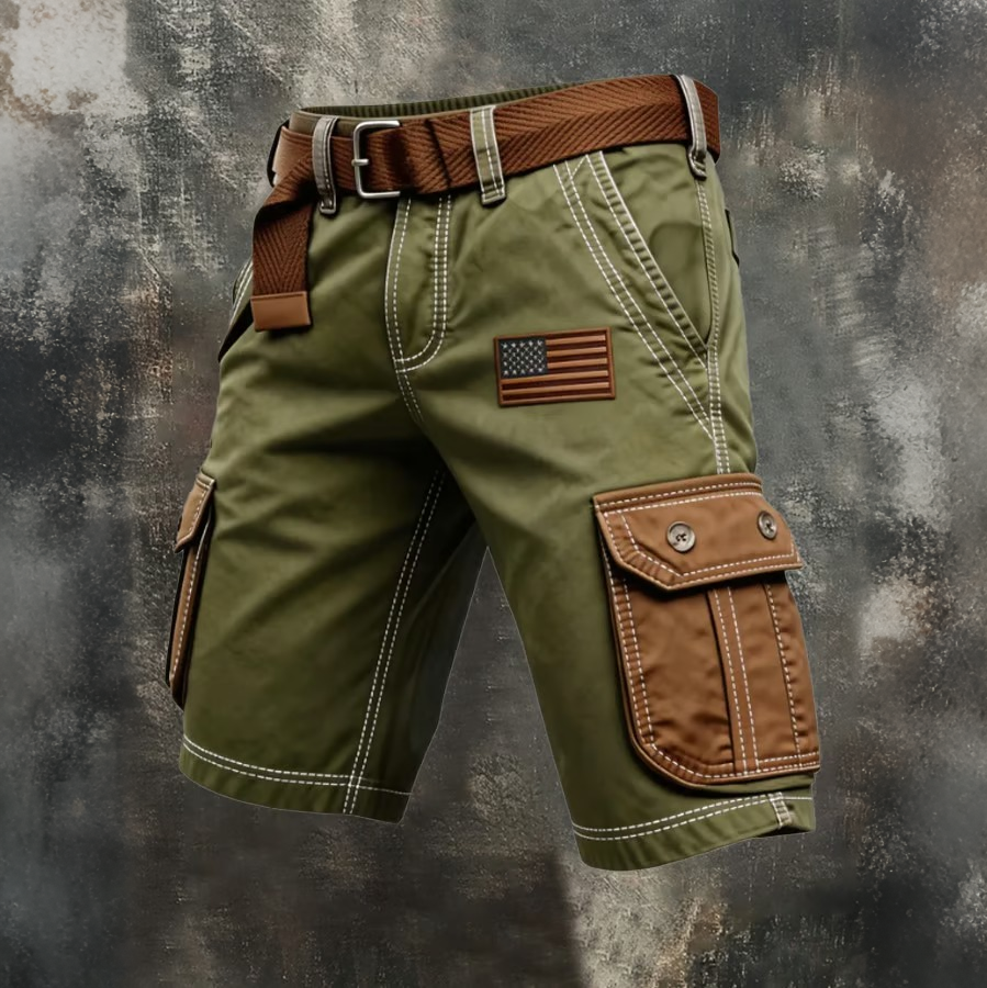 Men'S Workwear Retro American Independence Day Shorts
