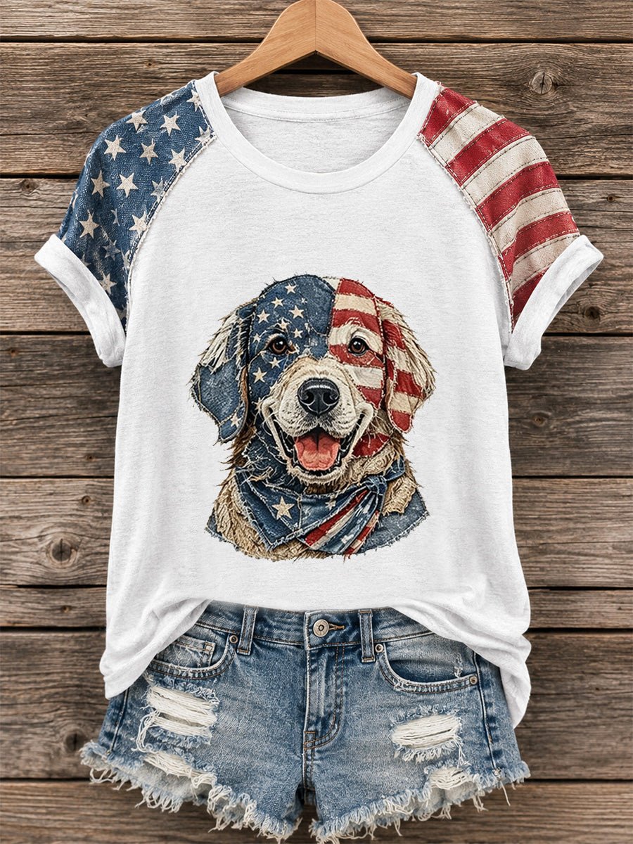 Women'S 250th Anniversary Independence Day Dog Art Printed T-Shirt