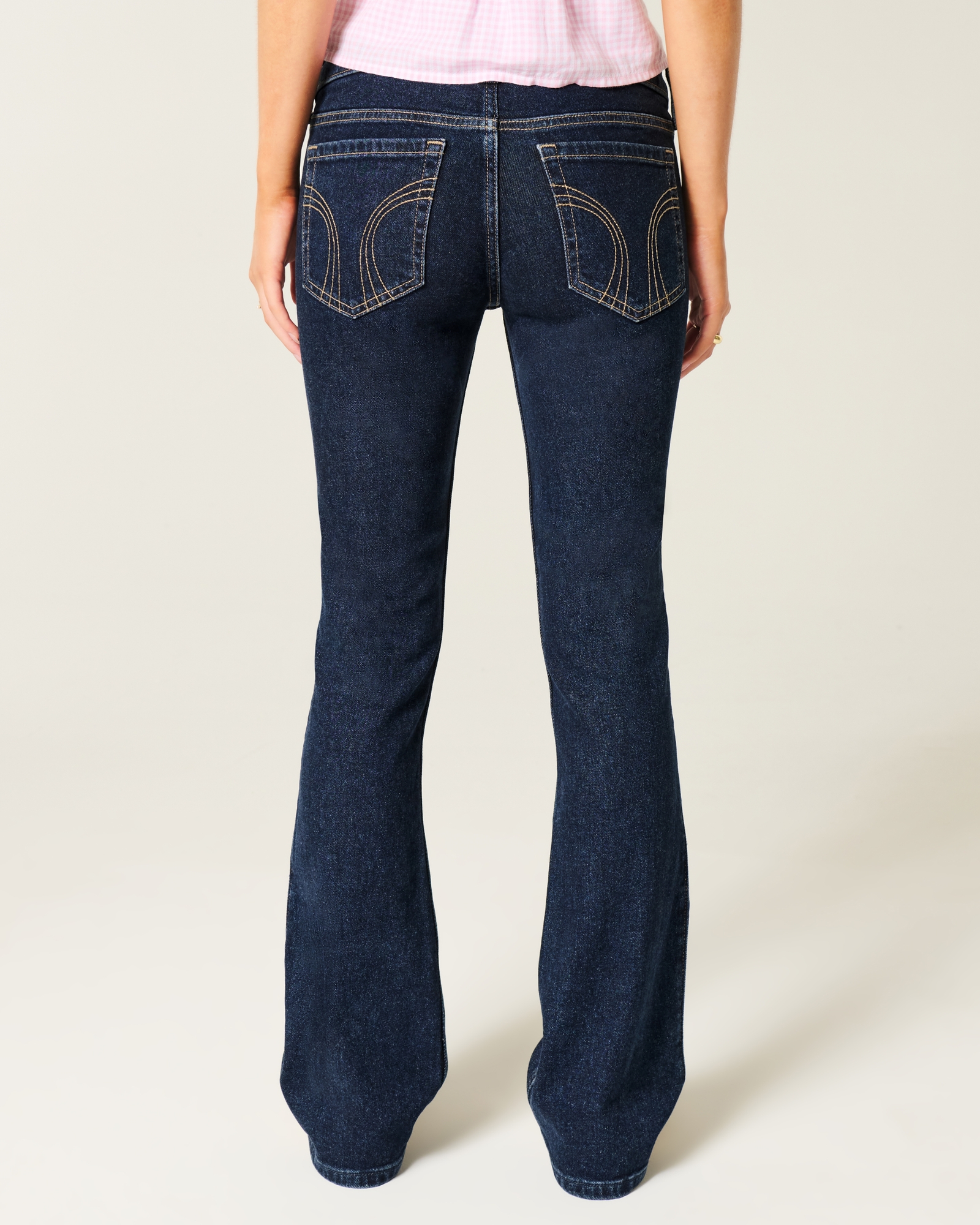 Low-Rise Dark Wash Embroidered Bootcut Jeans