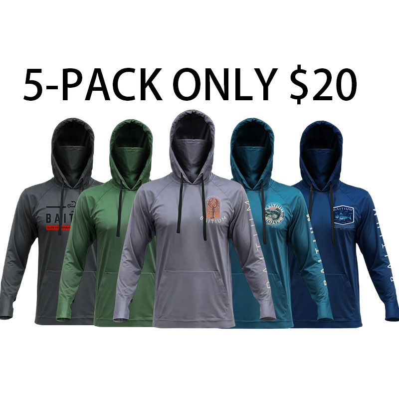 Men’s Hooded UPF 50 Long Sleeve Fishing & Construction Shirt with Gaiter
