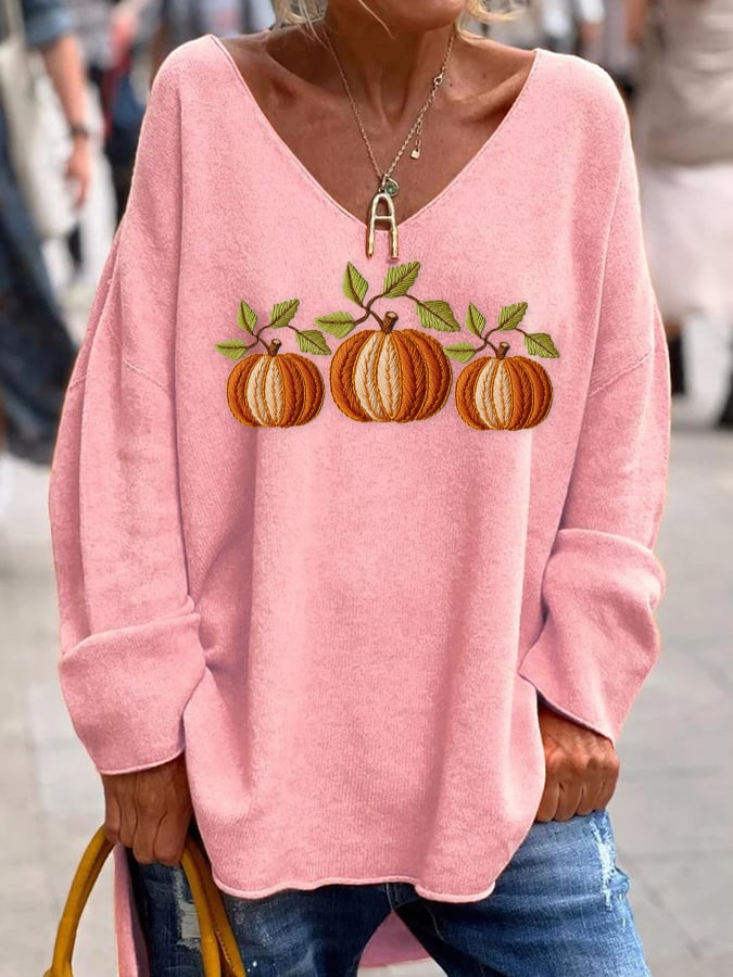 Women's Casual Autumn Pumpkin Print Loose Fit Sweatshirt