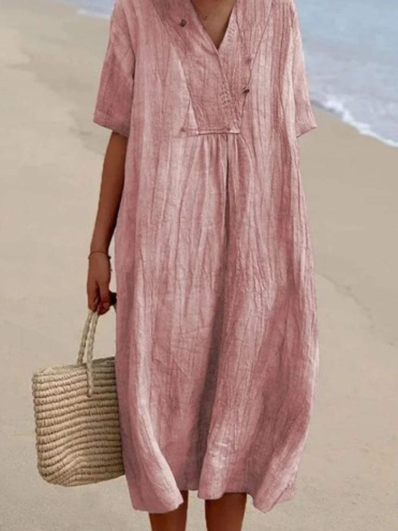 Casual Loose Short Sleeve Midi Dress