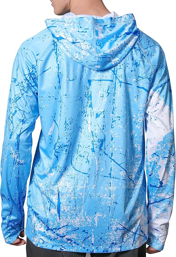 Men's UPF 50+ Sun Protection Hoodie Shirt Long Sleeve SPF Fishing Outdoor UV Hiking Lightweight Shirts