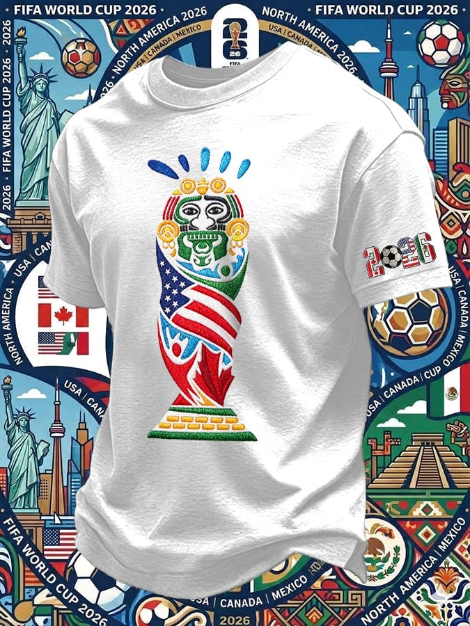 Men's Retro 2026 Soccer Mexico United States Canada Print T-Shirt