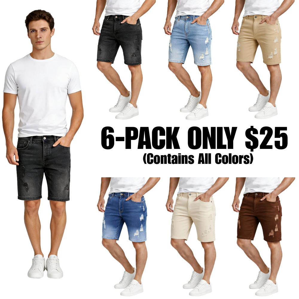 Mens 3 Pack Classic Jean Shorts with Multiple Styles (30-42)