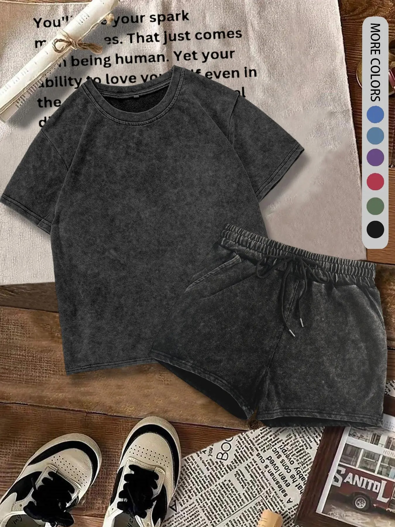 Women’s Denim-Effect Print Matching Set