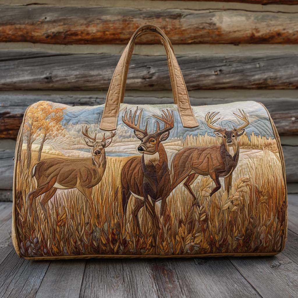 Prairie Deer Trio Quilted Duffle Bag 🦌🌾