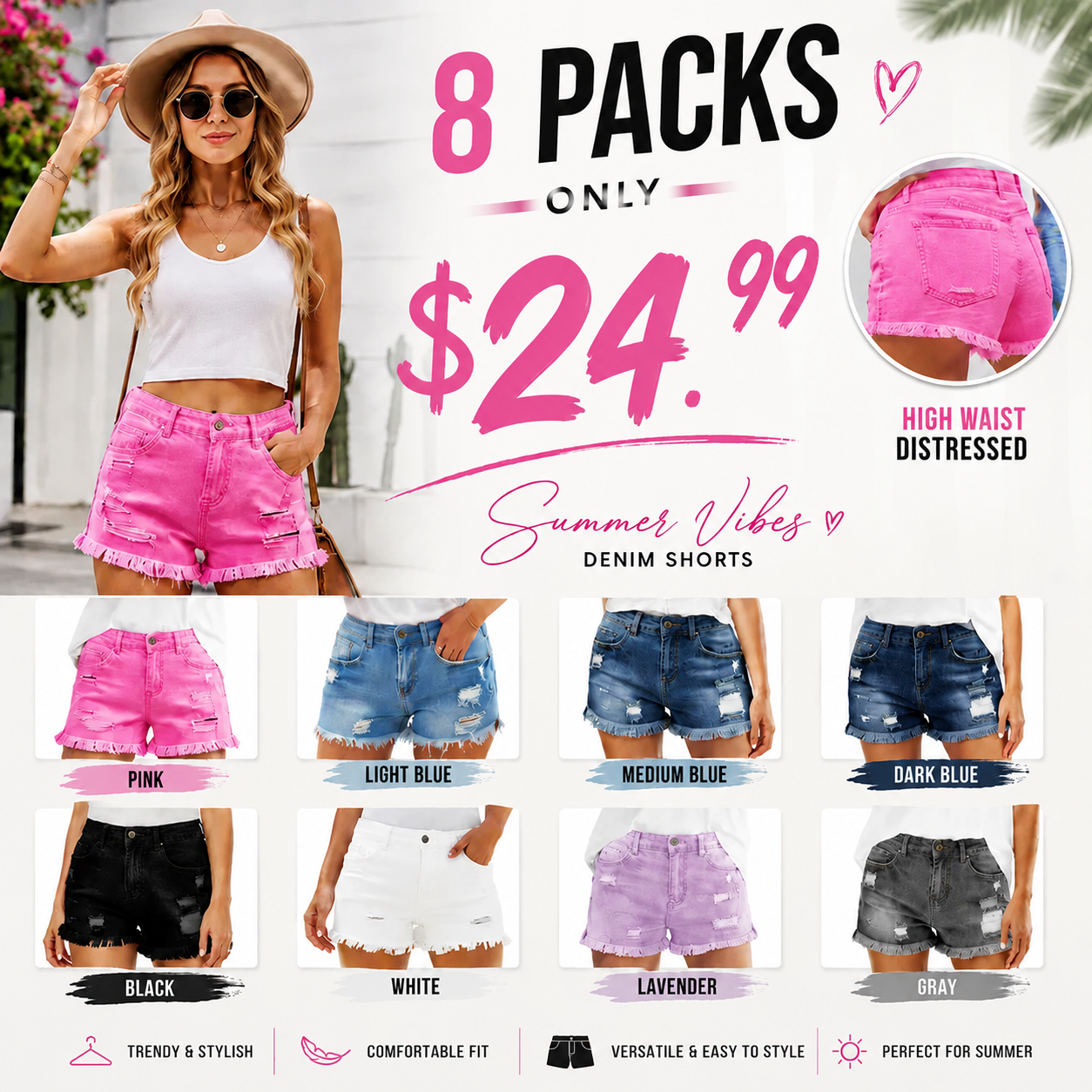 Women's Casual Mid Rise Denim Shorts