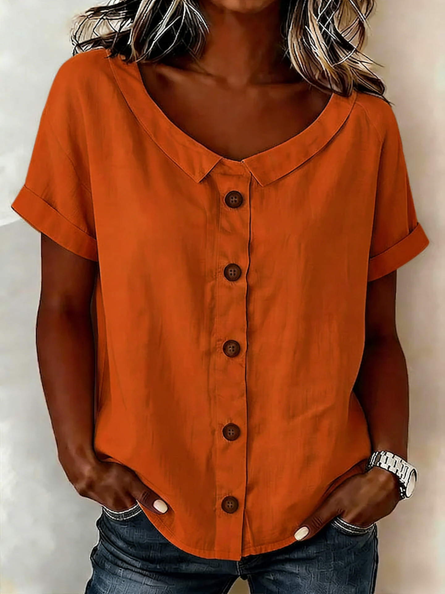 New Arrivals🔥 Women's Round-neck Short-sleeve Casual Loose Cotton-linen Tops