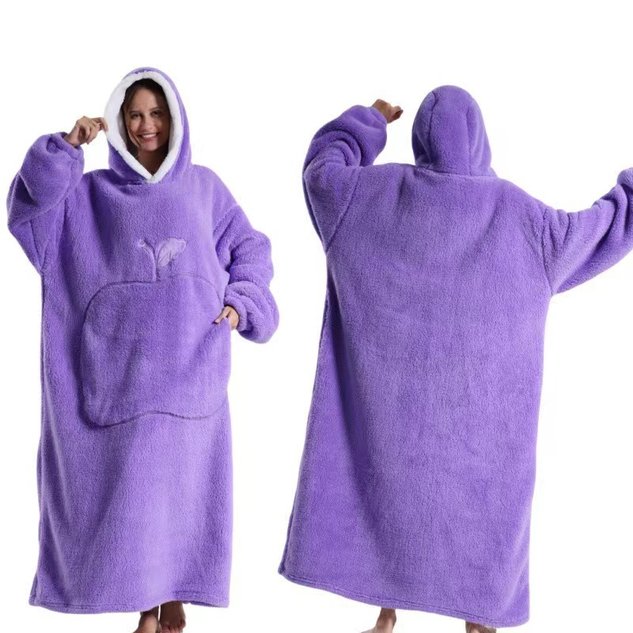 Home Clothes Jacket Lazy Hooded Sweater Thickened Blanket Loose Pullover Wearable Blanket Couple Parent-Child Style