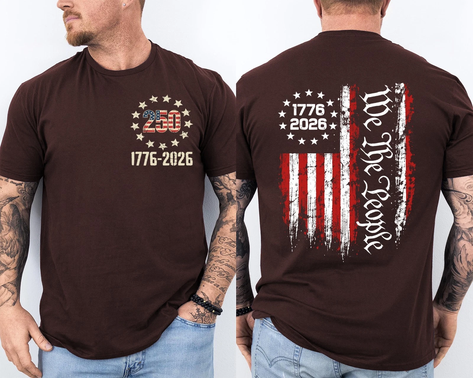Men'S Casual American 1776-2026 Anniversary Printed Short Sleeved T-Shirt