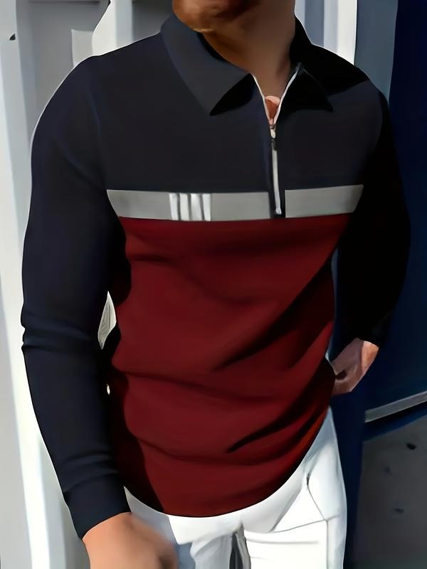Men's fashionable stand up collar long sleeved zipper collar shirt