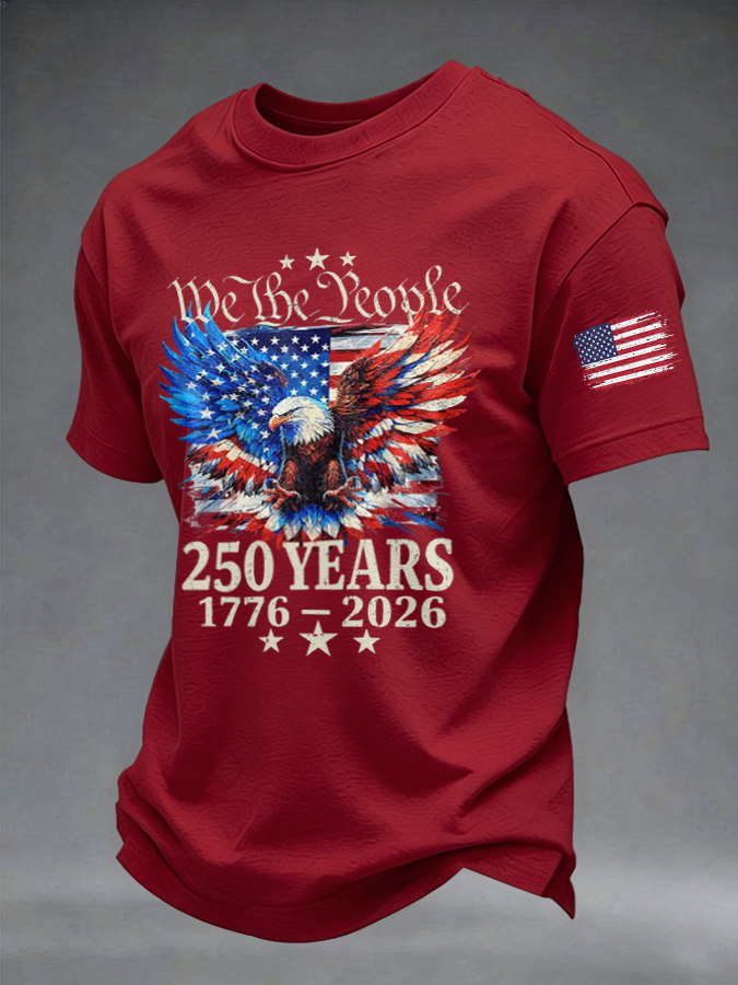 Men'S American Anniversary Flag Printed T-Shirt