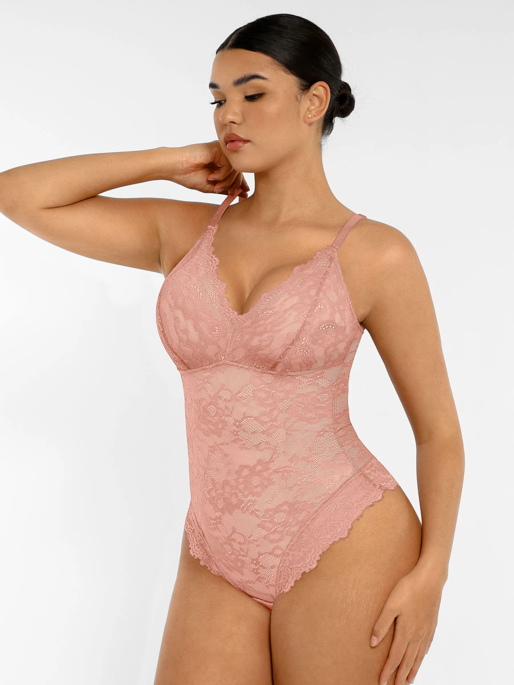 Feelingirl Lace V Neck Full Bodysuit