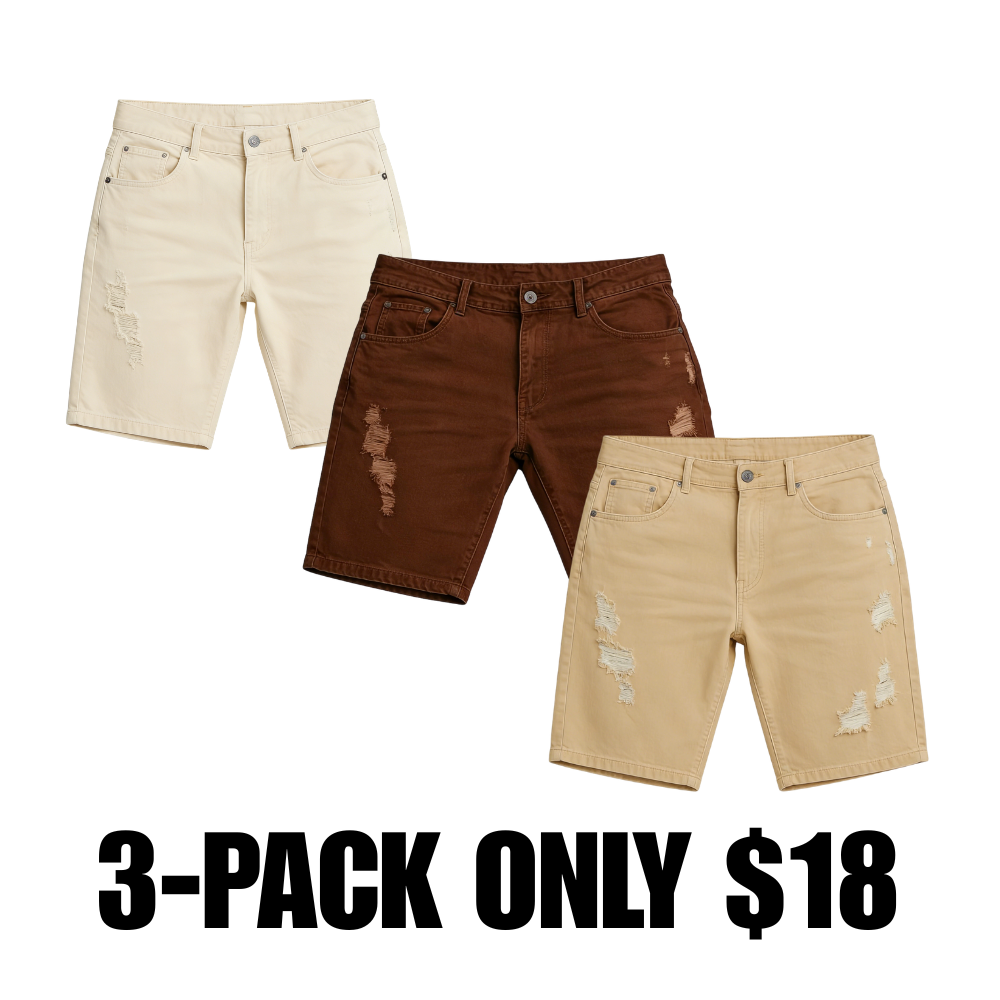 Mens 3 Pack Classic Jean Shorts with Multiple Styles (30-42)