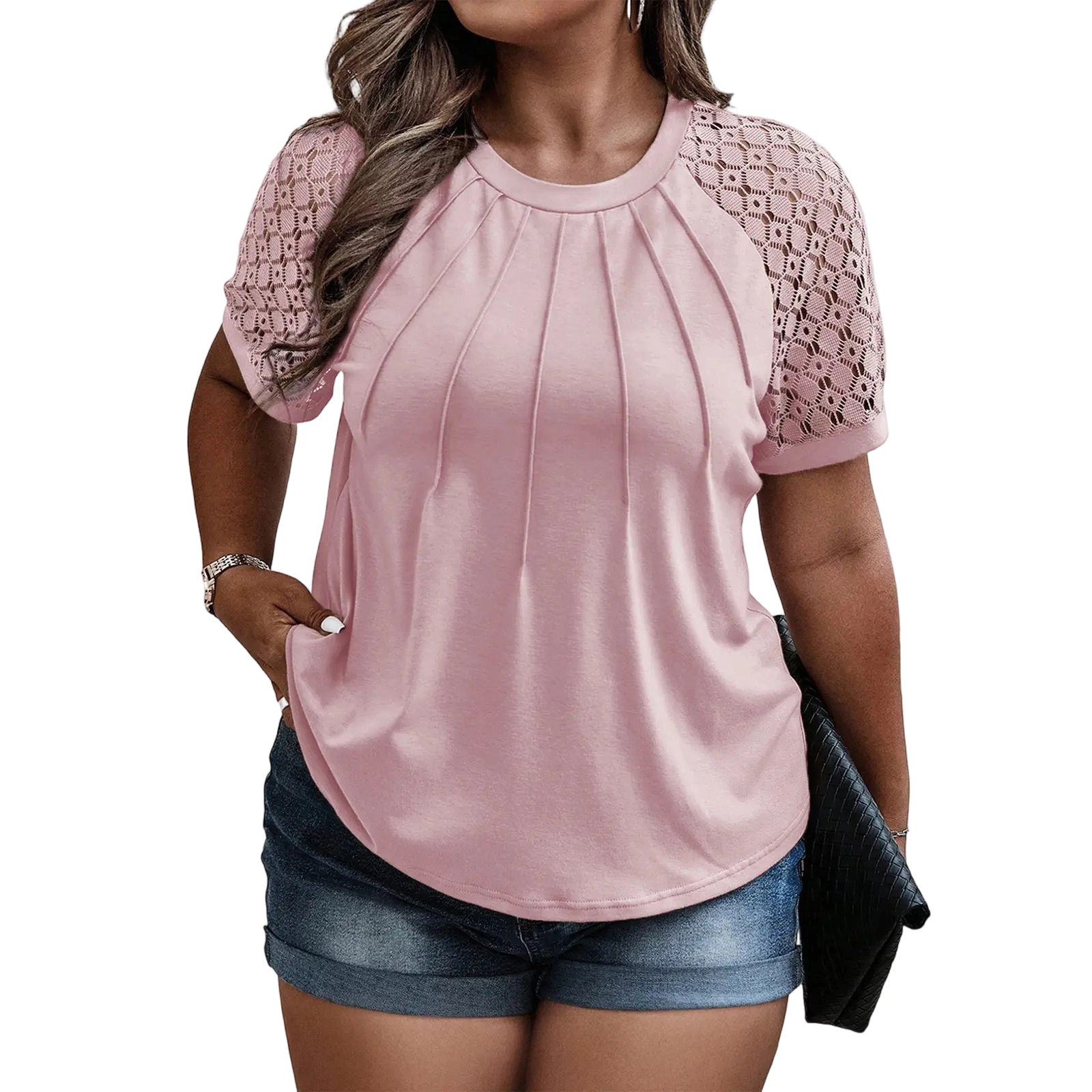 🌸🌸Plus Size Summer Lace Short Sleeve Tunic Top