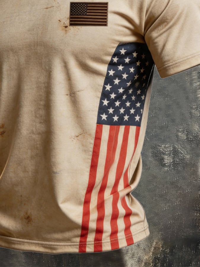 Men's Retro Independence Day Patriot Crew Neck T-Shirt