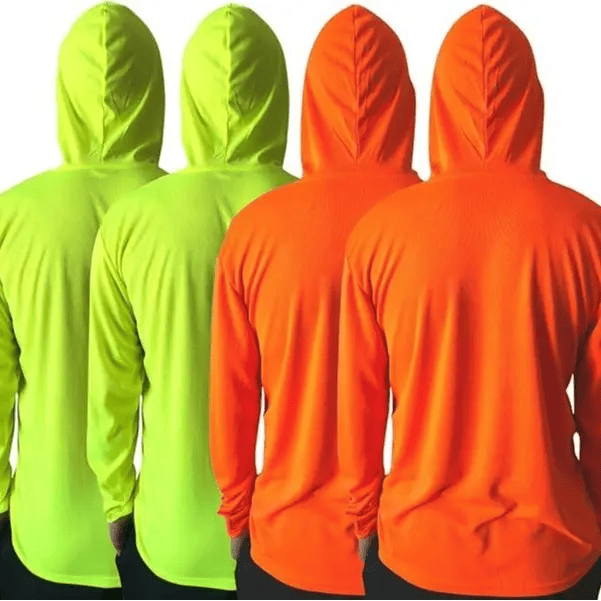 4 SHIRT PACK Hi Vis Long Sleeve Safety Shirt With Hoodie