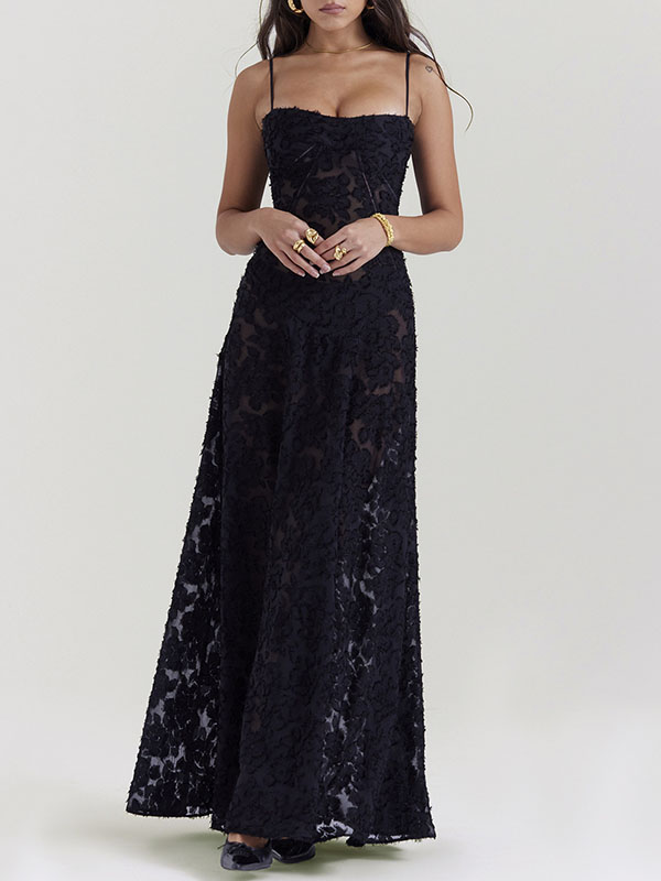 Flower Printed Sleeveless Spaghetti Neck Vacation Maxi Dresses