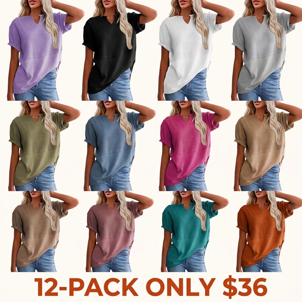 Women's Plus-Size V-Neck Short-Sleeve Knit Top