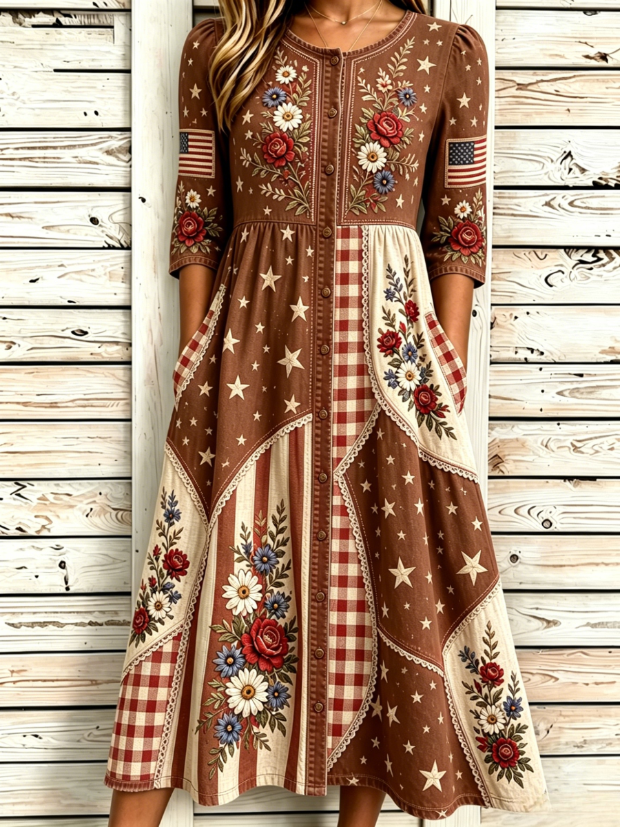 Women's Casual American Independence Day Print Art Casual Dress