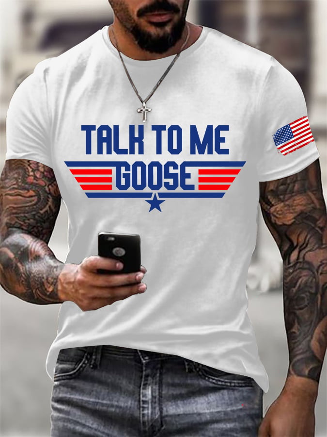 Men's Retro Talk To Me Goose Print T-Shirt