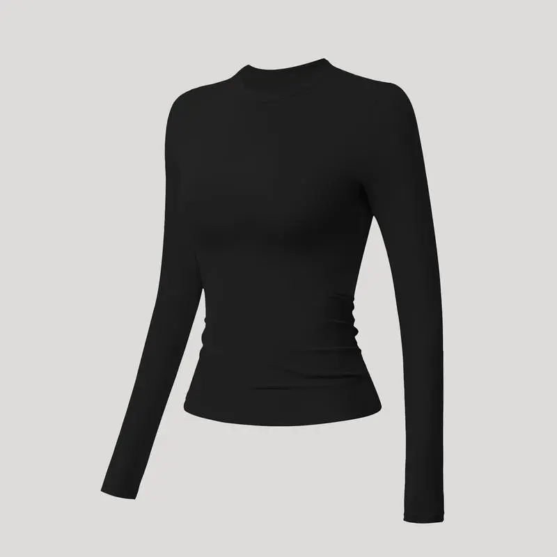 Solid color sports T-shirt set, crew neck, slim fit, stretchy style