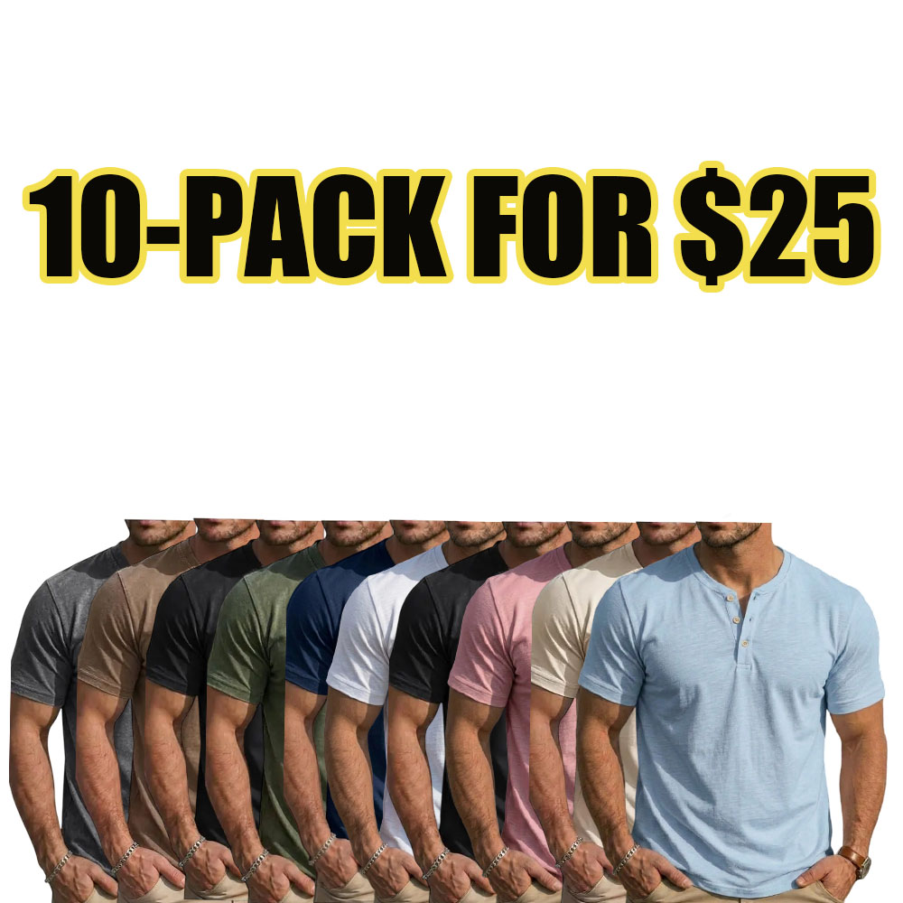 Men’s Vintage Henley Tee 10-Pack