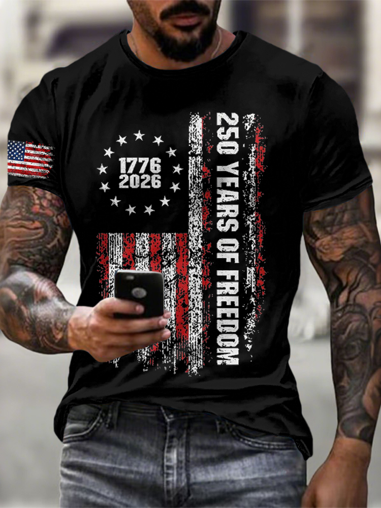 Men'S American Flag Commemorative 250Th Anniversary Classic Pattern Short Sleeve T-Shirt