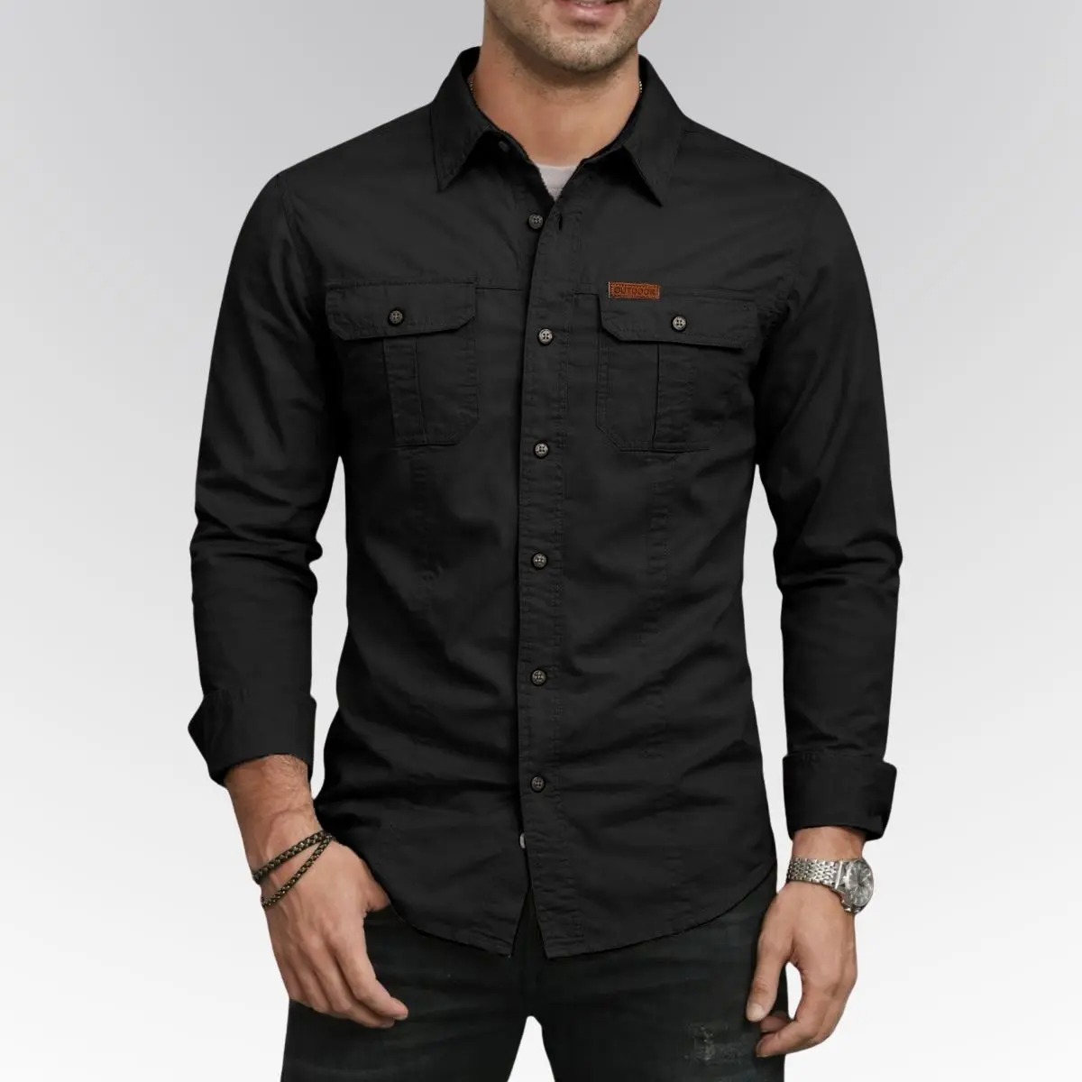 Men's Long Sleeve Workwear Shirt Outdoor Casual Versatile Top