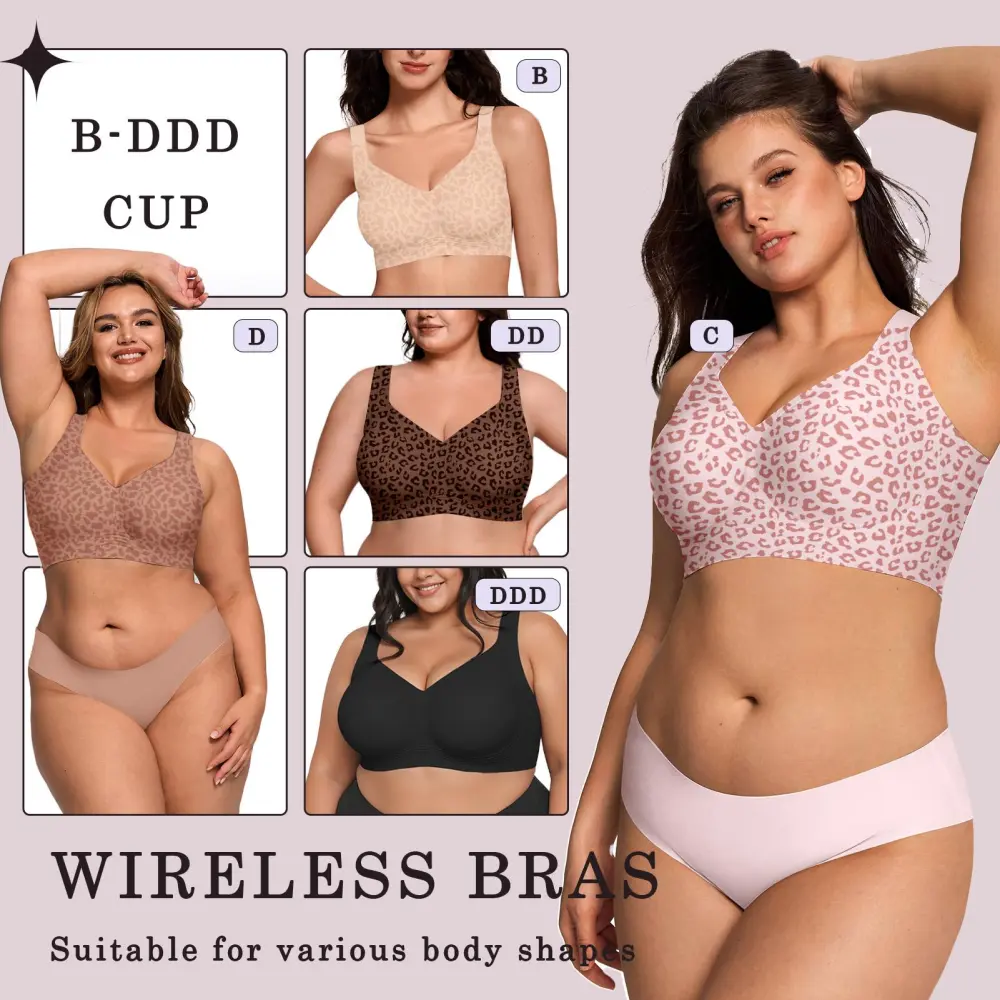 Women Jelly Wireless Womens Comfortable Wireless Bras Push Up Bralettes Seamless Tshirts Bras Deep V Everyday Bras
