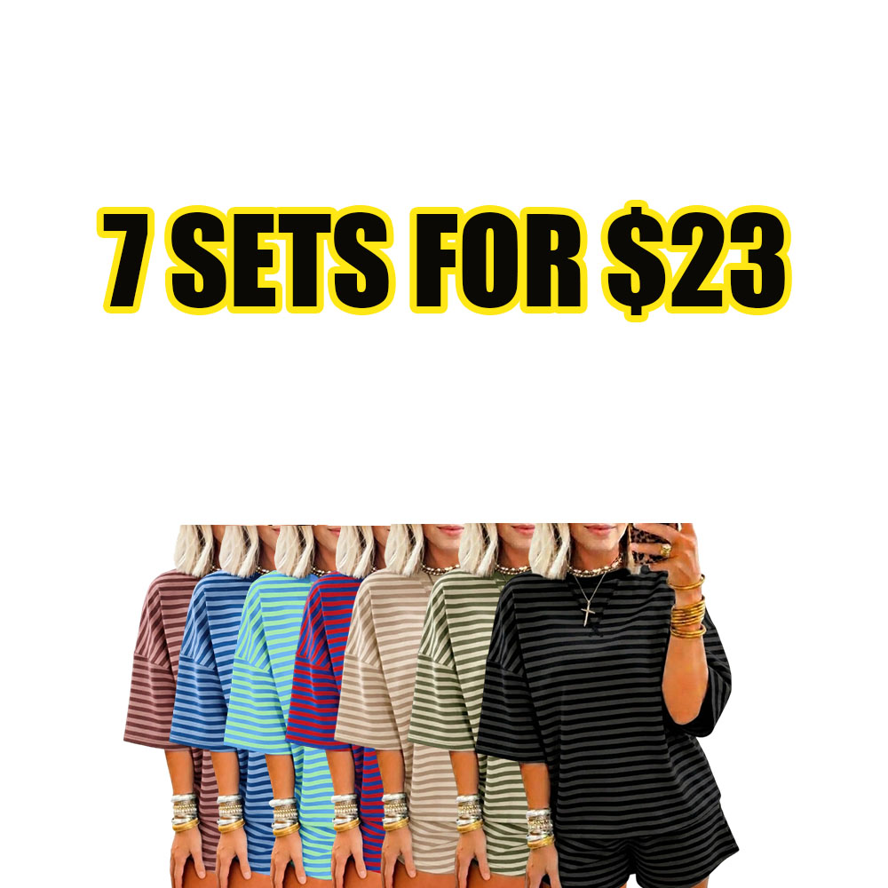 Women's Ribbed Stripe Short Set
