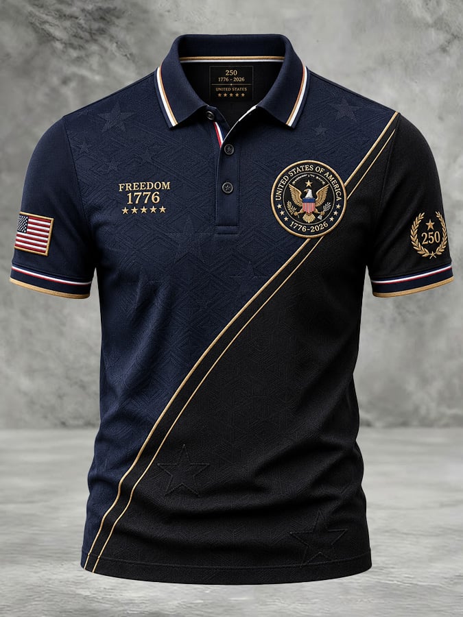 Men's Casual USA 250th Anniversary Print Polo Shirt