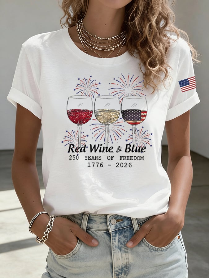 Women's Casual USA 250th Anniversary Print Short-Sleeve T-Shirt