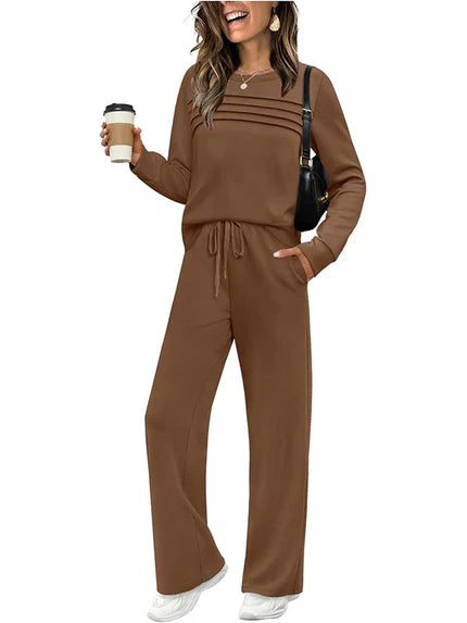 🔥LAST DAY💓Women's Crew Neck Top & Drawstring Pants Set