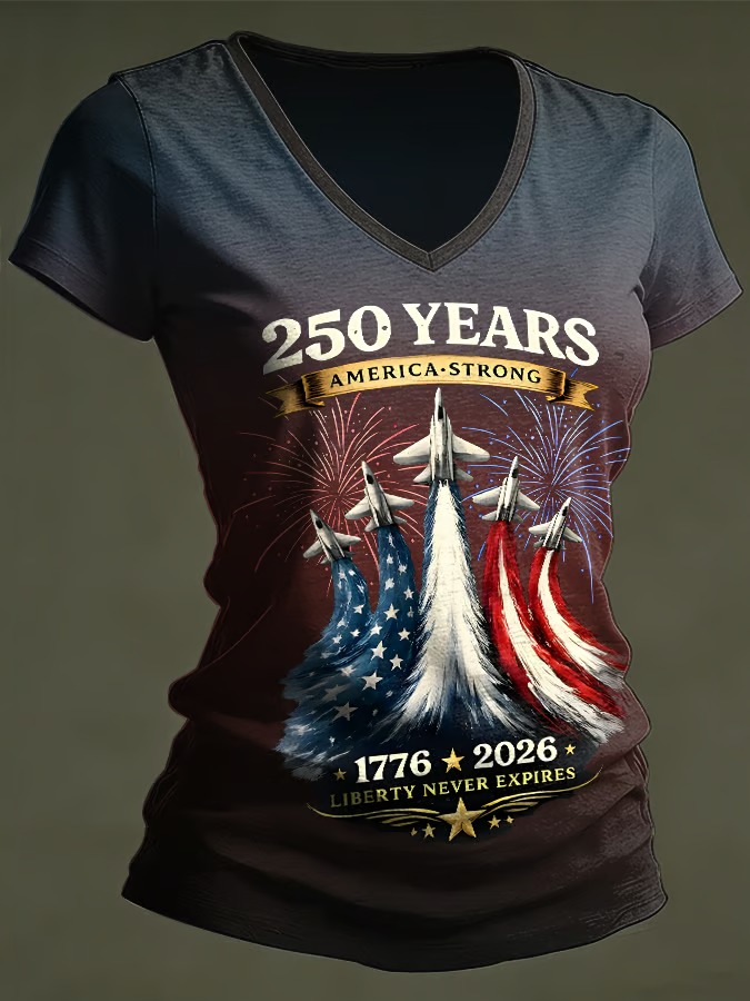 Women's Casual American 250th Anniversary Print T-shirt